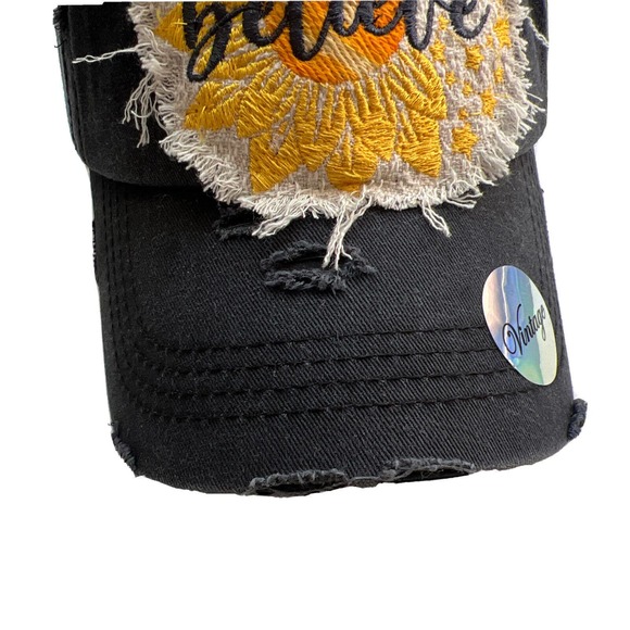 Women's Embroidered Baseball Ponytail Cap Hat Believe Adjustable Cotton - Picture 4 of 6